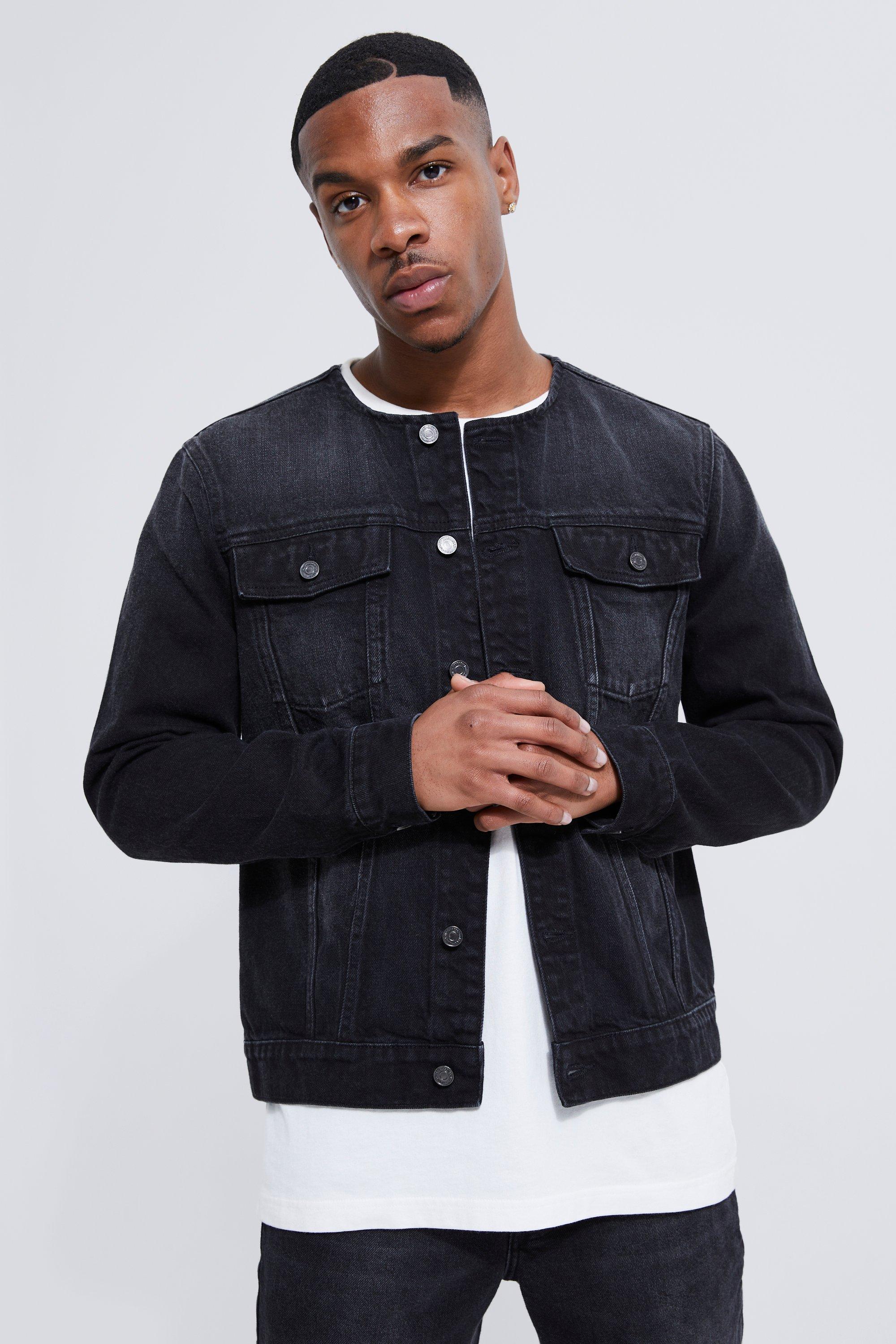 Collarless Denim Jacket